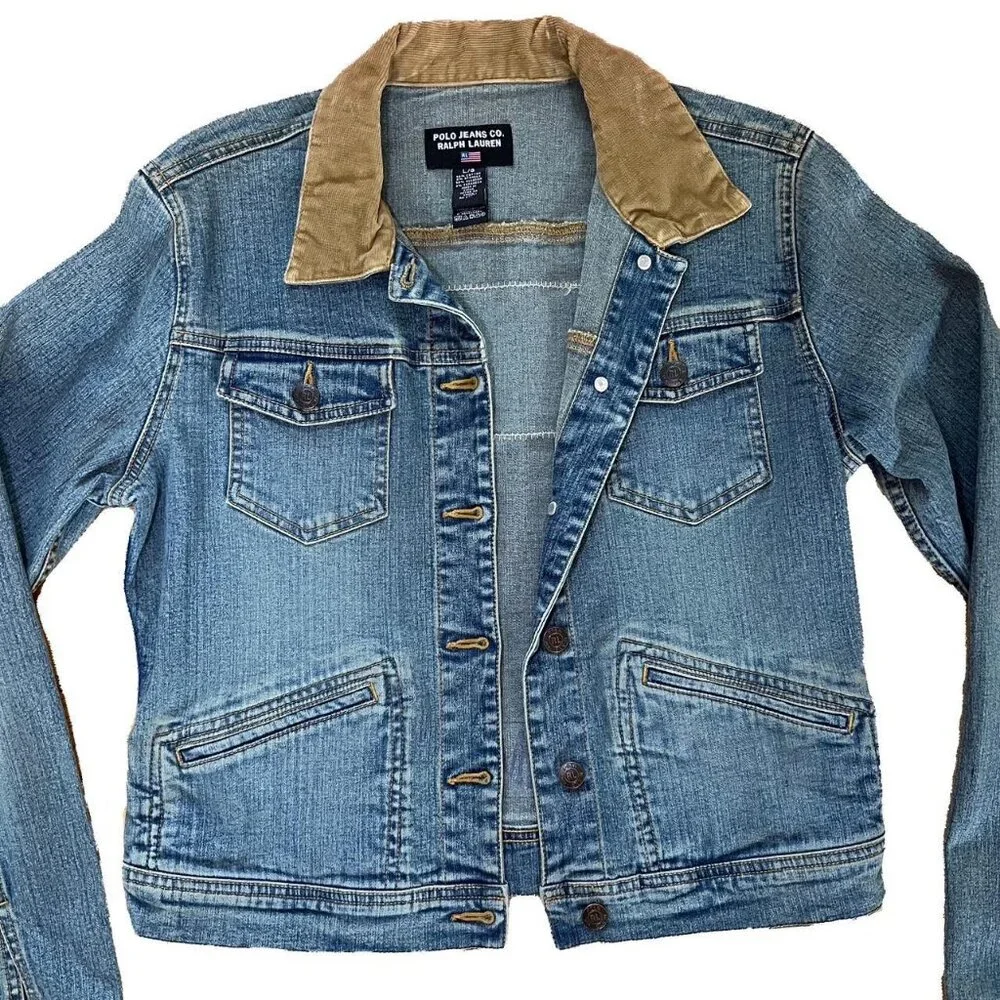 Vintage Ralph Lauren Denim Jacket with Corduroy Collar - Picture 5 of 8